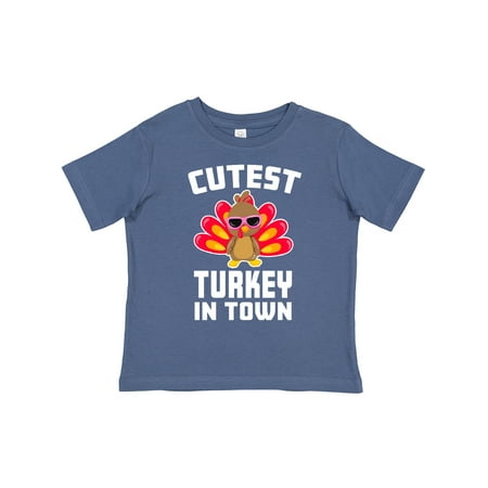 

Inktastic Thanksgiving Cutest Turkey in Town Gift Toddler Boy or Toddler Girl T-Shirt