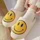 thumbnail image 3 of ZHAOCHENG Pantuflas con cara sonriente para mujer y hombre, pantuflas de casa estilo retro, cómodas, cálidas y esponjosas, para el invierno, para interiores, talla S, color blanco, 3 of 4