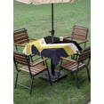 thumbnail image 4 of Outdoor Tablecloth with Umbrella Hole for Patio/Picnic/Party/Camping, Yellow Black Geometric Waterproof Table Cloth Square Cover Washable, Modern Abstract Lines Color Blocks (60"x 60"), 4 of 8