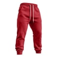 thumbnail image 7 of Resicozy Joggers for Men with Pockets Fleece Casual Sweatpants Fashion Solid Drawstring Elastic Waist Athletic Pants Red 5XL, 7 of 7
