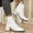 #045-White, variant on Wowcloth Women's Fashion Casual Winter Chelsea Boots – Solid Color Square Toe Front Lace-Up with Chunky Mid Heel Ankle Boots for Daily Wear & Winter Outfits