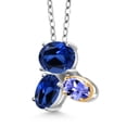 thumbnail image 2 of 925 Silver and 10K Yellow Gold Blue Created Sapphire and Blue Tanzanite Pendant Necklace for Women (3.05 Cttw, Oval 8X6MM, 7X5MM and 6X4MM, Gemstone September Birthstone, with 18 inch Chain), 2 of 4