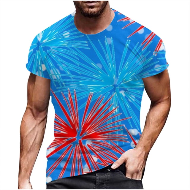 RKSTN Chemises pour Hommes Manches Courtes Mode Manches Courtes Col Rond Imprimé T-Shirt Décontracté Hauts Blouse Chemises Hawaïennes pour Hommes