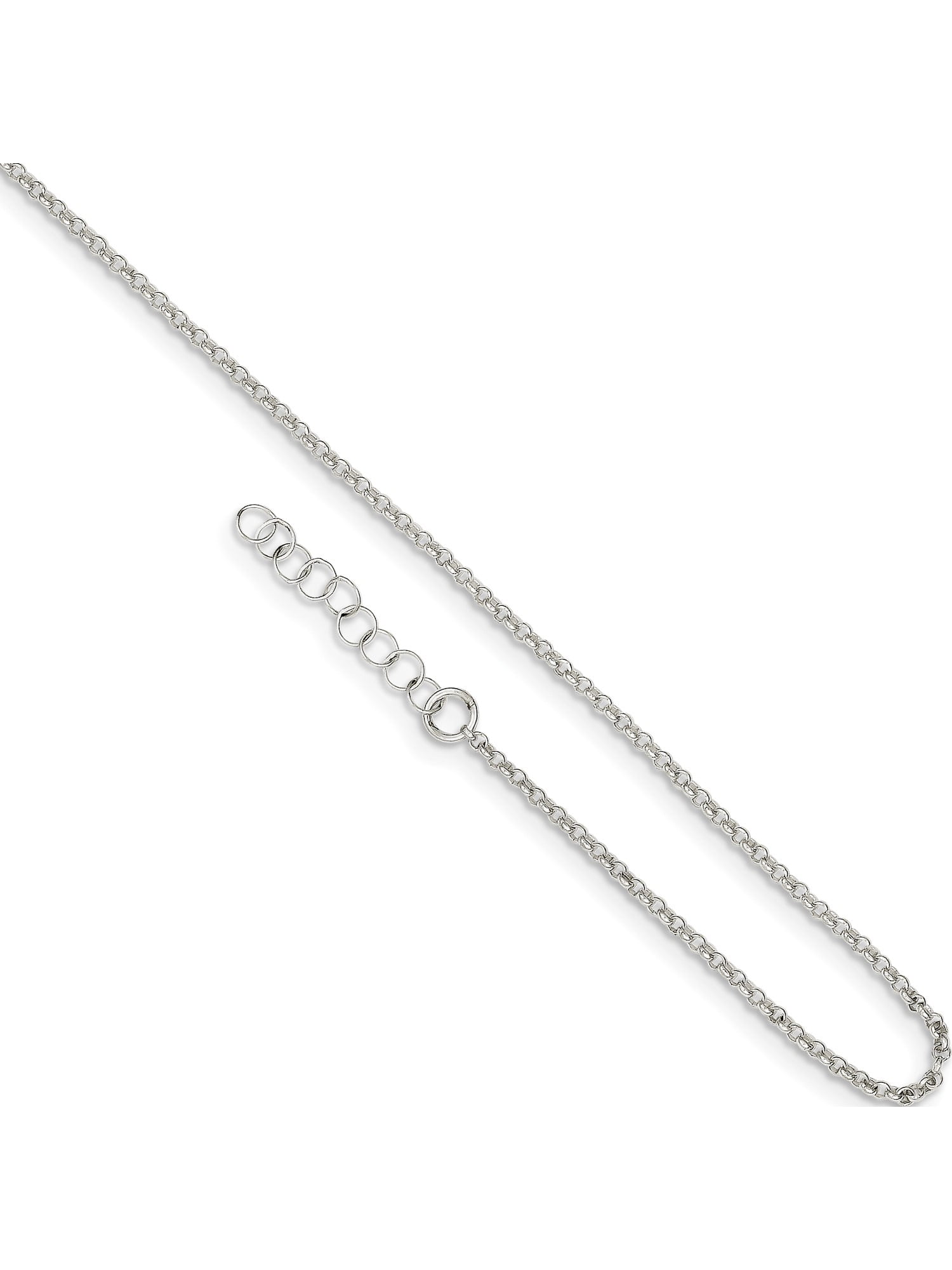 Bonyak Jewelry Sterling Silver Polished CZ Bow 9in w//1Ext Anklet