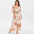 thumbnail image 5 of Jophufed Womens Plus Size Dresses Boho Flower Print Long Dress Casual Short Sleeve Cold Shoulder Dresses for Women Party Casual on Clearance, 5 of 6