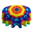 thumbnail image 4 of Colorful Tie Dye Star Pattern Round Tablecloth 60"x60",Wrinkle Wipeable Table Cloth for Kitchen Dining Room Picnic Patio Party, 4 of 6
