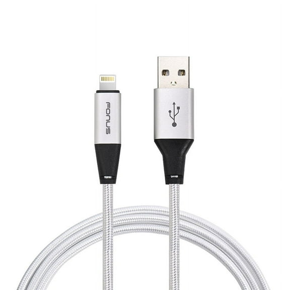Durable Shield Braided 6ft Long USB Cable Wire Sync Power Cord [Supports Fast Charge] [White] Compatible With iPhone XS Max XR, iPad 9.7 R8G