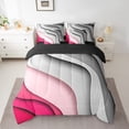 thumbnail image 2 of YST Grey Hot Pink Gradient 7-Piece Comforter Set, Geometric Stripe, Queen, 2 of 4