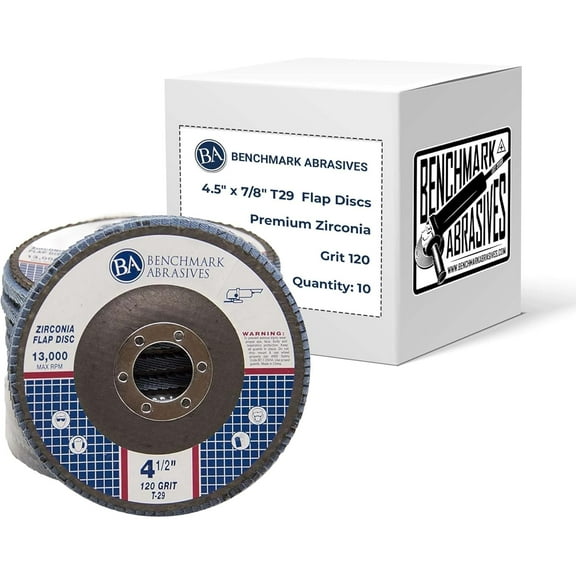 4.5" x 7/8" Premium Zirconia Flap Disc Grinding Wheel 120 Grit Type 29 - 10 Pack