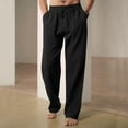 thumbnail image 3 of SNOWSONG Warmup Pants for Men Clearance! Men's Casual Fashion Solid Color Loose Drawstring Trend Beach Pants, Mens Pants, Joggers for Men, Cotton Sweatpants 1x Pant Black 3XL, 3 of 10