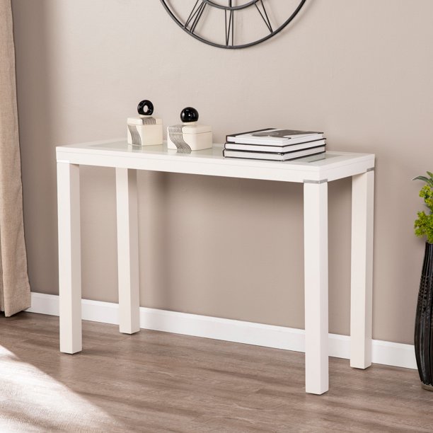Boley White Parsons Console Table, Contemporary, White