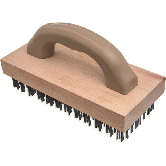 Carlisle FoodService Products Stainless Steel Block Brush with Steel Bristles, 9.38 X 3.78 Inches, Tan