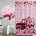 thumbnail image 4 of Polyester Fabric Valentine's Day Shower Curtain, Romantic Love Roses Truck Ombre Pink Waterproof Bathtub Curtain Bathroom Decor Set with Hooks 36 x 72 Inches, 4 of 6