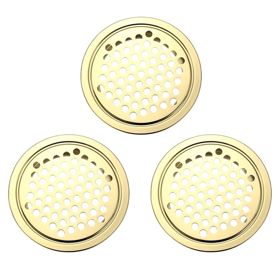 Uxcell 2 Inch (50mm) Circular Air Vents, 3 Pack Stainless Steel Soffit Vent Louver Round Mesh Hole Flat Louver for Kitchen Bathroom Shoe Cabinet Wardrobe, Gold