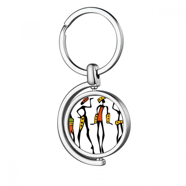 Primitivos aborígenes baile negro de África totems Rotating keychain Metal Keyring Holder