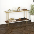 thumbnail image 3 of Henn&Hart 55" Brass/Walnut Metal/Glass Console Table, 3 of 5