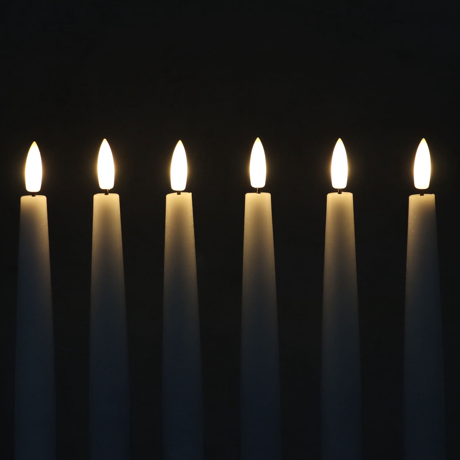 Rhytsing 11.4" Flameless Taper Candles with Timer Function, Battery Operated Dinner Tall Candlestick Rustic Wax, Warm White LED, 2 Remotes Included - Set of 6 (White)