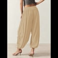 thumbnail image 4 of Pantalones Harén para Mujer, Pantalones de Estar por Casa con Dos Bolsillos Albaricoque M, 4 of 8