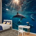 thumbnail image 2 of Peel and Stick Wallpaper Spinner dolphins underwater blue ocean Modern Art Wall Mural Decor Self Adhesive and Removable 100in x 144in, 2 of 8