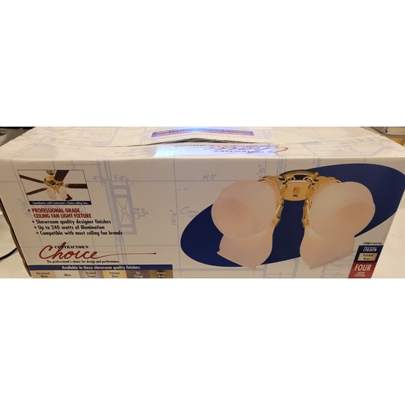 CHOICE 4-Light POLISHED BRASS Ceiling Fan Light FIXTUR up to 240W Illumination