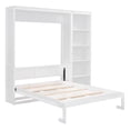 thumbnail image 4 of Full Size Murphy Bed with Shelves, Solid Wood Wall Bedframe for Multipurpose Guest Room or Home Office, Space-Saving, White, 4 of 9