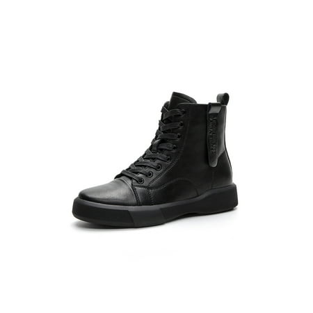 

Difumos Women Breathable Side Zip Booties Round Toe Work Casual High Top Sneakers Black 7.5