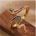 thumbnail image 2 of HUGFEGWE Bagues Serpent Plaquées Or Mignonnes pour Femmes Filles Arc-en-Ciel CZ Bagues Réglables Extensibles Bague Empilable Ouverte Bague de Doigt Bijou de la Saint-Valentin Anniversaire Anniversaire CA919-119425, 2 of 4