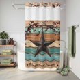 thumbnail image 6 of No Hook Shower Curtain, Texas Star Vintage Shower Curtains for Bathroom with See Through Top Window, Berry Turquoise Green Brown Wooden Waterproof & Washable Bath Curtain Small Stall 36"x78", 6 of 9
