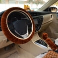 thumbnail image 3 of serony 3Pcs/set Car Warm Plush Steering Wheel Cover Gear Shift Handbrake Shell Sleeve Universal Fitting, 3 of 7