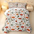 thumbnail image 2 of Homewish Botanical Mushrooms Bed Spread Queen,Wild Fungus Plant Queen Coverlet Set,White Red,Reversible,3-Piece, 2 of 7