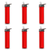 Tritan Sports Bottles with Straw 19 oz. Set of 6, Bulk Pack - Great for Gym, Hiking, Cycling, Camping, Backpacking, School - Red