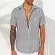 thumbnail image 1 of Blusa y camisa de manga corta con cuello vuelto para hombre, blusa informal de moda con botones y retazos, blusa de manga corta con cuello alto, blusa de poliéster para hombre, 1 of 6