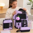 thumbnail image 4 of 3 Pack Backpack for Kids Bookbag with Lunch Box & Pencil Case Set Waterproof Cute Bow Girls School Bag for Elementary Middle High College School Student, 4 of 5