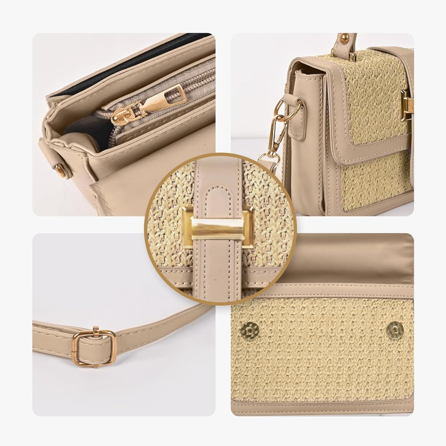 CAILDANL Straw Crossbody Bags for Women Summer Straw Clutch Bag Woven Beach Purse Vacation Handbags