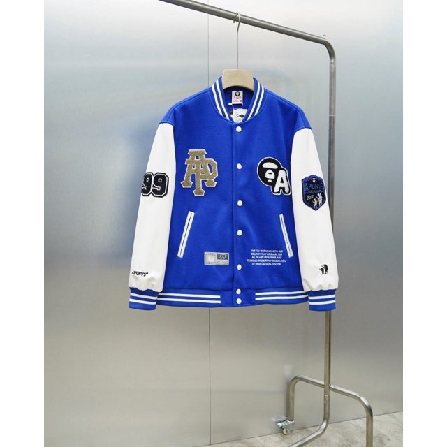 Aape Uniforme de Baseball Polyvalent Classique Brodé Ample Décontracté pour Couple