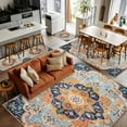 thumbnail image 5 of 3x5Ft Area Rugs, Blue Non-Skid Rubber Backing Large Rectangle Rugs - Living Room Bedroom Home Office, Ethnic Middle Century Geometric Abstract Western Indoor Floor Mat Carpets Washable Rug, 5 of 9