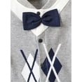 thumbnail image 6 of WIBACKER 0-24M Newborn Baby Boys Gentleman Romper Infant Cotton One Piece Long Sleeve Bowtie Outfit Formal Wear Tuxedo Suit, 6 of 10