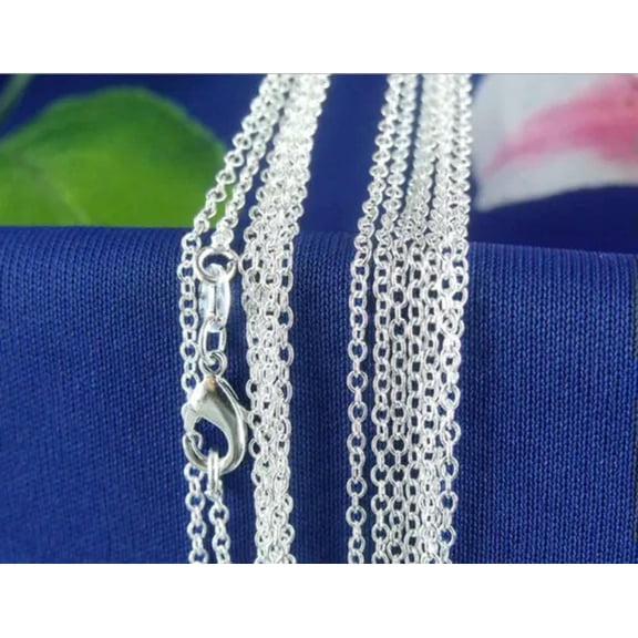 EOEMY 5Pcs 16-30Inch Wholesale Jewelry Lot 925 Silver Rolo Chain Necklace For Pendant-30