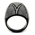 thumbnail image 2 of IP Black(Ion Plating) Stainless Steel Ring with Top Grade Crystal in Clear for Women Clear Stone Color Style TK2216 Size 5, 2 of 3