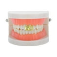 thumbnail image 2 of Unique Bargains 1 Pc Fake Grills Hip Hop Rhinestone Heart Teeth Grillz Gold Tone, 2 of 6