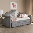 thumbnail image 2 of Bowery Hill Contemporary Fabric Tufted Daybed with Trundle in Gray, 2 of 10