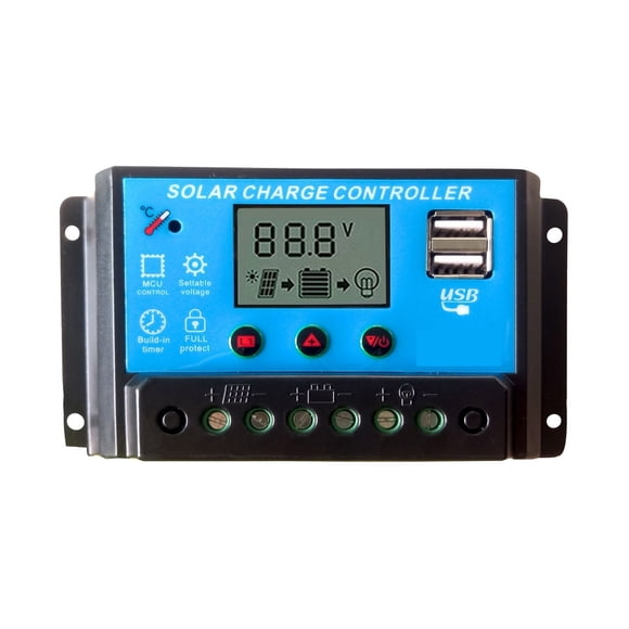 20 Amp Intelligent Solar Charging Controller With LCD Display And USB Sockets, 12/24V Straight Lights ,Safe to Use