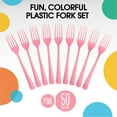 thumbnail image 5 of Exquisite Disposable Forks - 150 Count, 50 Pack - Pink Plastic Forks, 5 of 9