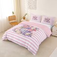 thumbnail image 3 of Erosebridal Easter Rabbit Eggs Kid Duvet Cover Set, Pink Stripes Bedding Full, 3-Piece, No Comforter, 3 of 5