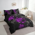 thumbnail image 3 of Manfei Dreamy Purple Flower Bedding Comforter Set 7pcs, Rose Floral Queen Bedding Sets, Romantic Anniversary Reversible Queen Sheet Sets, Ultra Soft Home Decor, 3 of 7