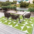 thumbnail image 5 of Moynesa Outdoor Rug for Camping RV 6x9, Waterproof Plastic Straw Patio Rug, Reversible Lightweight Large Outdoor Area Rugs Green Carpet for Proch Backyard Balcony Deck, Black/White, 5 of 8