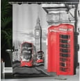 thumbnail image 4 of Ambesonne Europe Shower Curtain, London Retro Phone Booth, 69"Wx70"L, Red Grey, 4 of 5