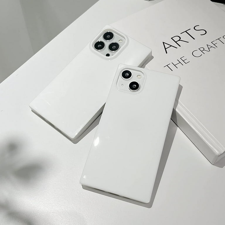 White iPhone 14 Pro Max Case,Luxury Glossy Milk Color Sleek Pure