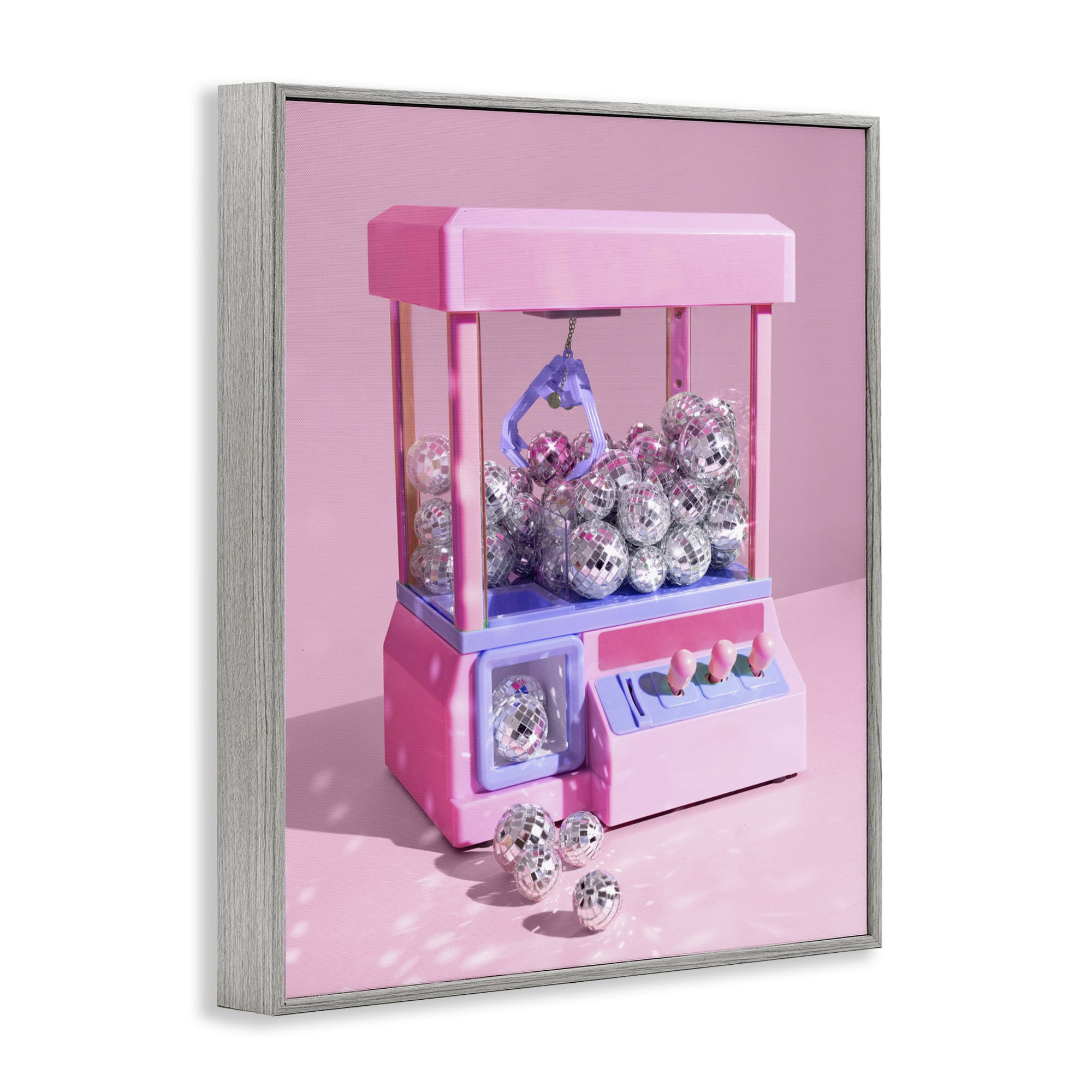 Stupell Industries Disco Ball Claw Machine Gray Framed Giclee Art, design by LISH Creative