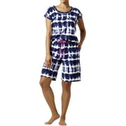 Hue Womens Baby Terry Lounge Bermuda 2-Piece Set HL223500 Medieval Blue M
